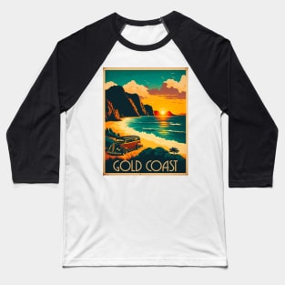 Gold Coast Australia Coastline Vintage Travel Art Poster Baseball T-Shirt